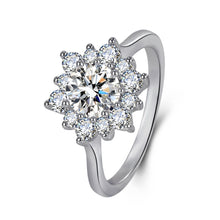 Load image into Gallery viewer, Elegant Full-diamond Snowflake Stud Earrings Pendant Necklace And Ring Jewelry Set